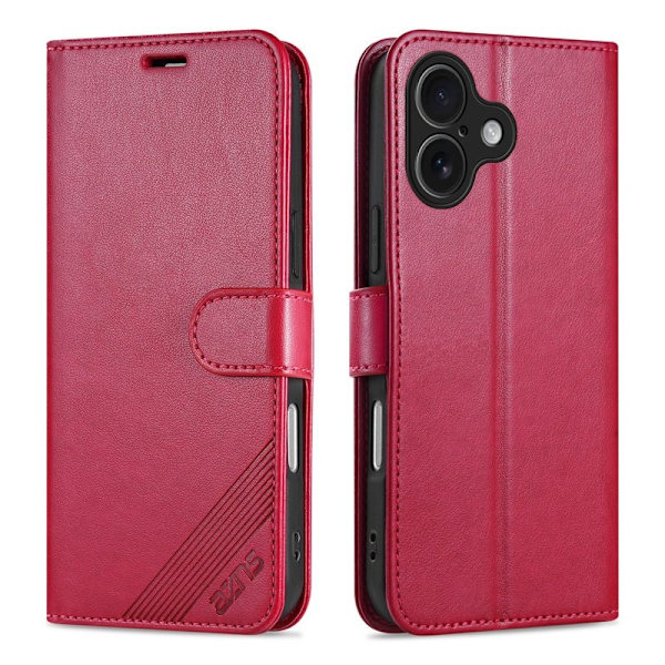 AZNS iPhone 17 Plånboksfodral Anti-Scratch Konstläder - Röd