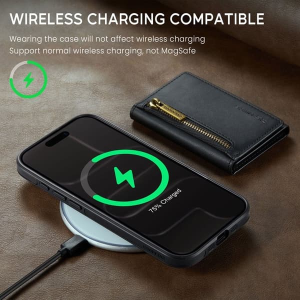 DG.MING M5 Series iPhone Air Plånboksfodral Avtagbart Konstläder Svart