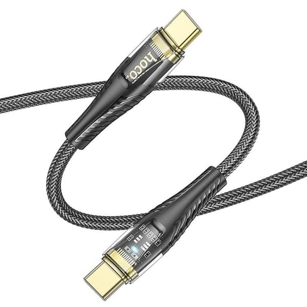 Hoco USB-C - USB-C 60W 3A Kabel 1.2m U121 - Svart Svart