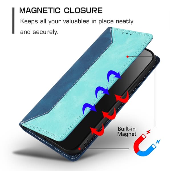 OnePlus 15 Konstläder Plånboksfodral Färg Splicing RFID-Skydd Grön