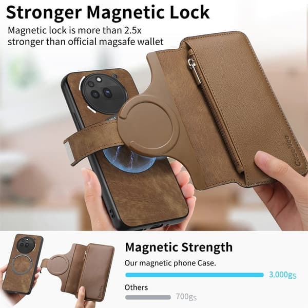 CASENEO För Nothing Phone (3a) Pro Plånboksfodral Konstläder - Brun