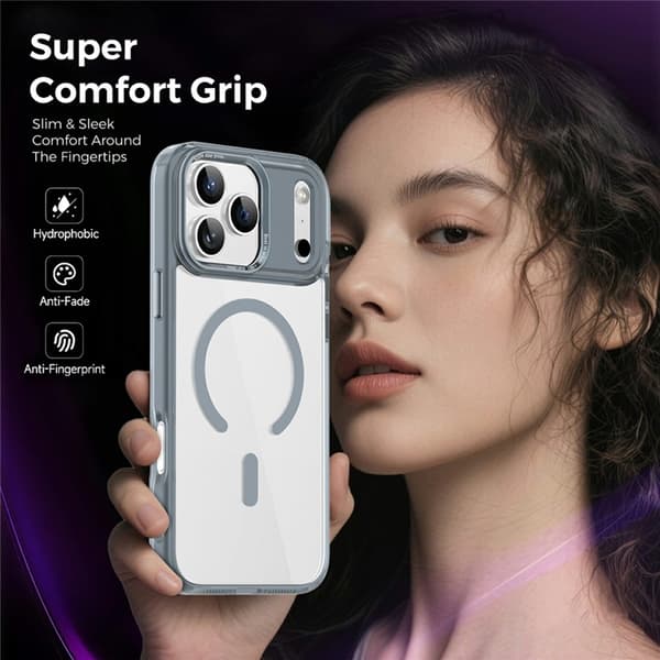 Mobilskal till iPhone 17 Pro MagSafe Transparent TPU+PC - Titangrå Grå