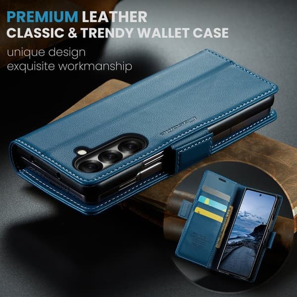 CASEME 023 Samsung Galaxy Z Fold7 5G Plånboksfodral Konstläder Blå