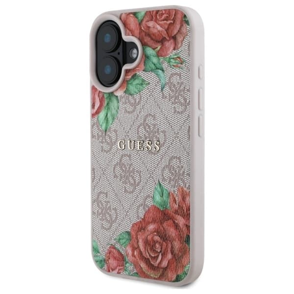 Guess telefonetui til iPhone 16 MagSafe 4G Blomsterprint - Lyserød Rosa