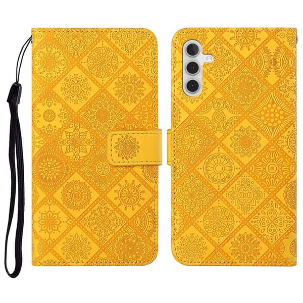 Plånboksfodral för Samsung Galaxy S26 Konstläder med rem - Gul