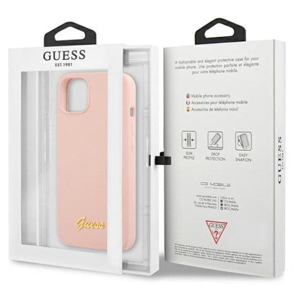 Guess iPhone 13 Mobilskal Silicone Script Gold Logo - Ljusrosa