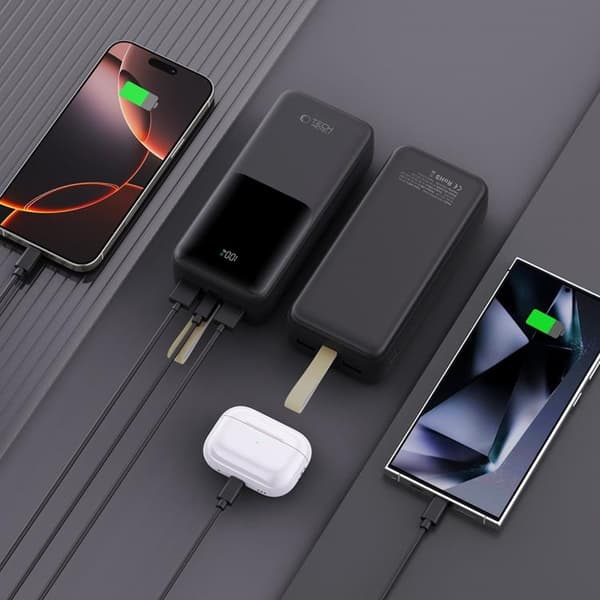 Tech-Protect Powerbank 30000mAh 22.5W - Sort Svart