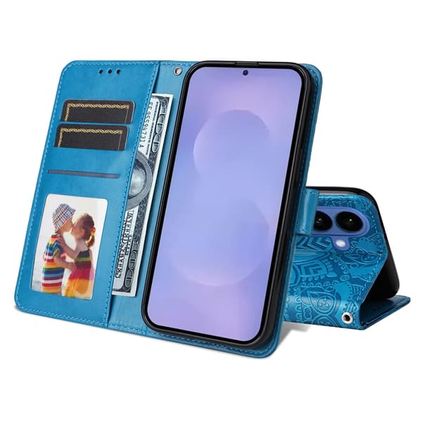 Galaxy S26/S26 Pro Plånboksfodral Sunflower Imprint Konstläder - Blå Blå