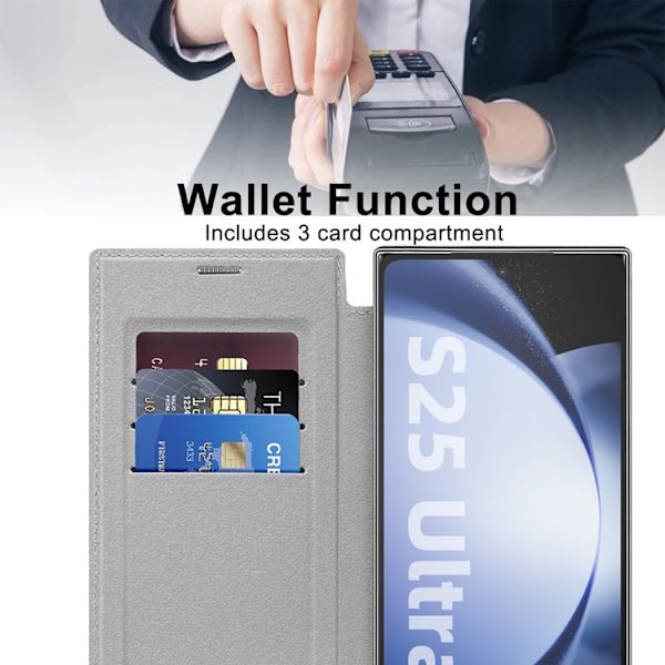 Galaxy S25 Ultra Plånboksfodral MagSafe RFID-Skydd - Silver Silver
