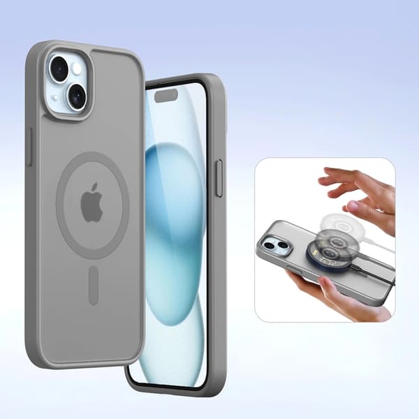 Dux Ducis iPhone 15 Punge Taske Lawa Læder - Grå Grå