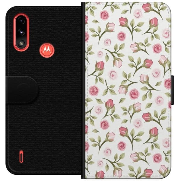 Plånboksfodral till Motorola Moto E7 Power med Blommigt
