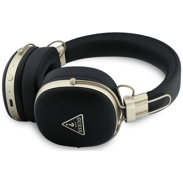 Guess On-Ear Hörlurar Bluetooth ENC Metal Grained Triangle Logo - Svart