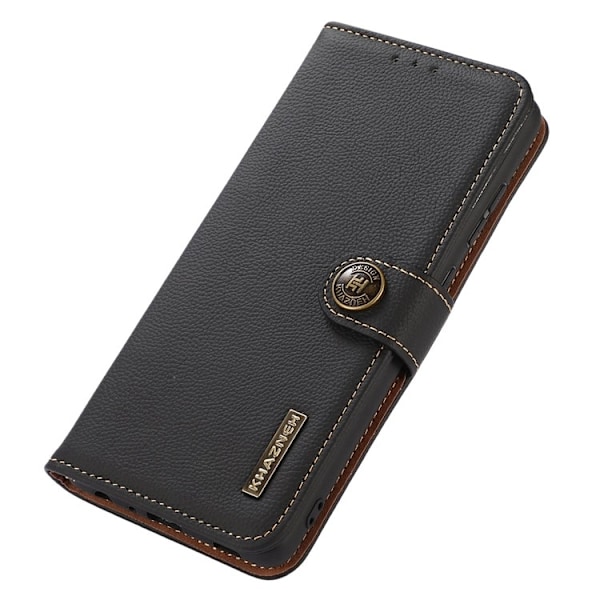 KHAZNEH Galaxy S23 Plus Plånboksfodral Äkta Läder RFID - Svart Svart