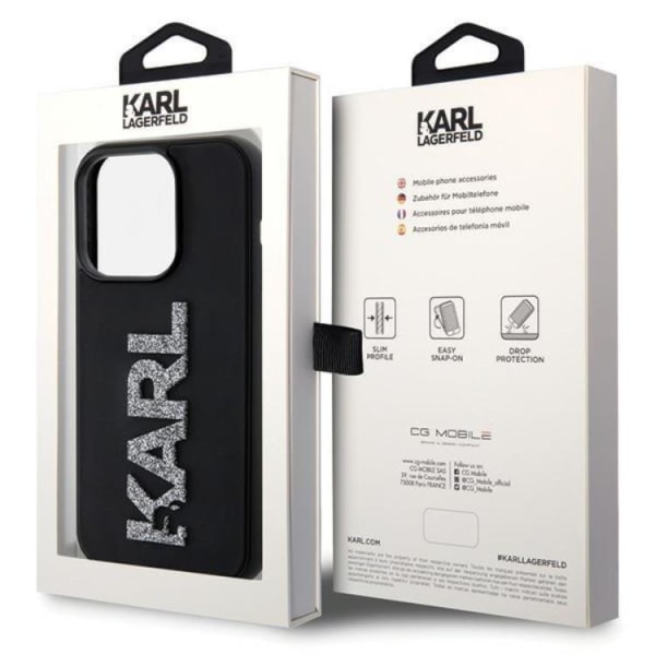 Karl Lagerfeld iPhone 15 Pro Mobilskal 3D Glitter Logo - Svart