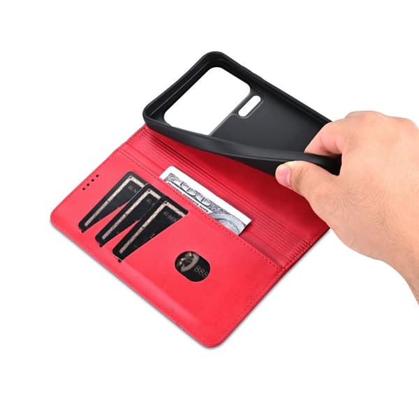 AZNS Xiaomi 17 Pro Plånboksfodral Konstläder - Röd