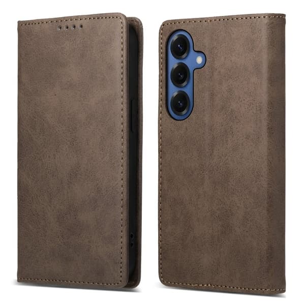 Samsung Galaxy S26+ Plånboksfodral RFID Skydd Konstläder - Brun