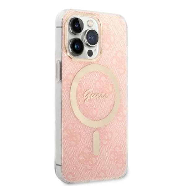 Guess iPhone 13 Pro Max Magsafe Skal 4G Print + Trådlös Laddare Rosa