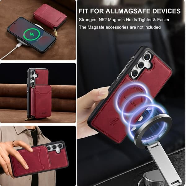 LC.IMEEKE L6 för Samsung Galaxy S24+ Plånboksfodral - Röd Konstläder