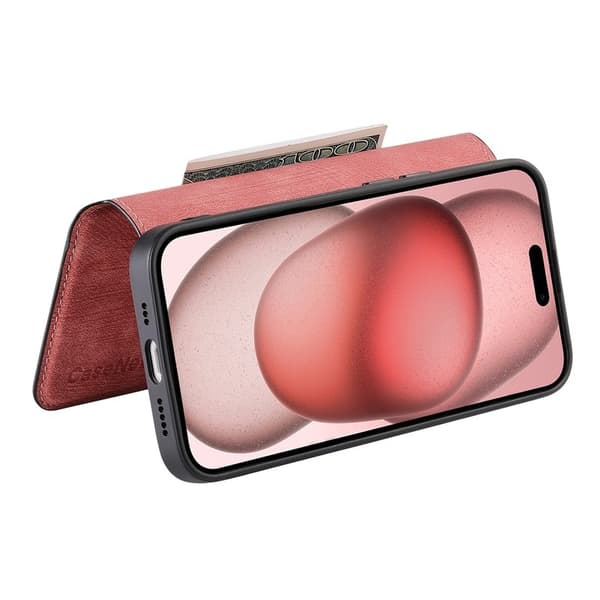 CASENEO iPhone 15 Plus Plånboksfodral Konstläder - Rosa