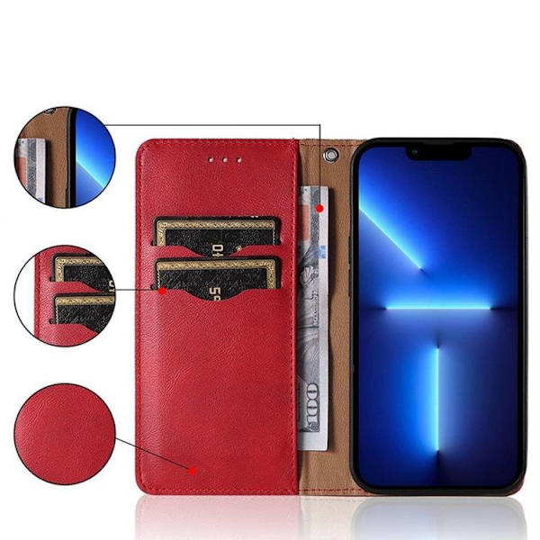 Galaxy A12 5G Plånboksfodral Magnet Strap - Röd