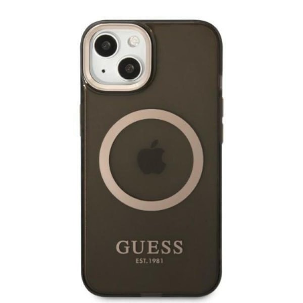 GUESS iPhone 13 Skal MagSafe Gold Outline Translucent - Svart Svart