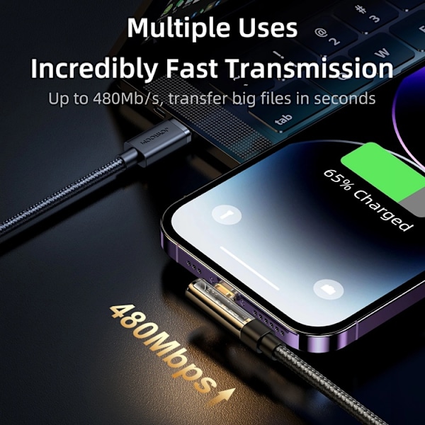 Joyroom Angled USB-C till Lightning kabel 20W 1.2m - Blå
