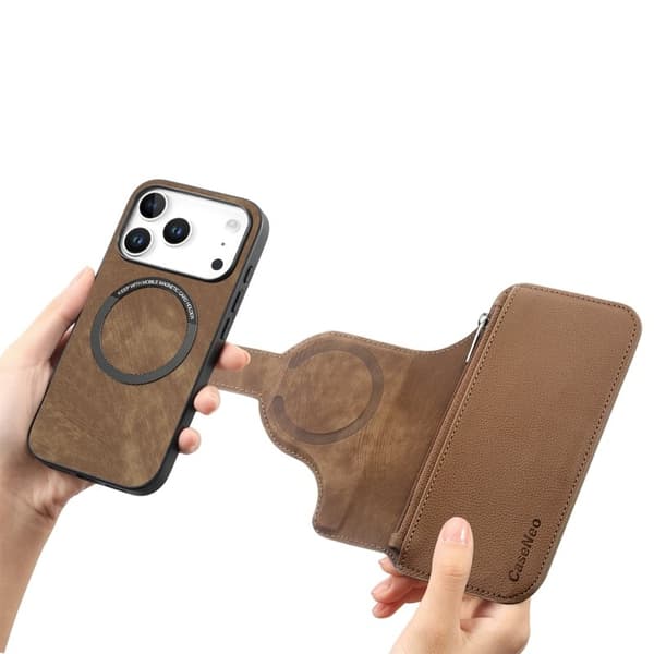 CASENEO MW-02 Plånboksfodral i Konstläder för iPhone 17 Pro - Brun Brun