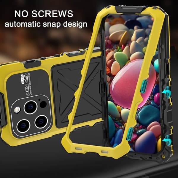 R-JUST Mobilskal till iPhone 15 Pro Fall Proof Silikon+Metal Gul