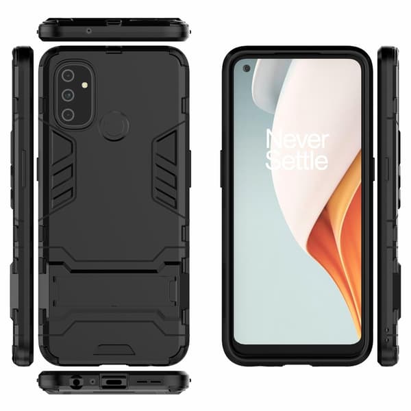 Kick-Stand Telefontaske til Oneplus Nord N100 - Sort Black