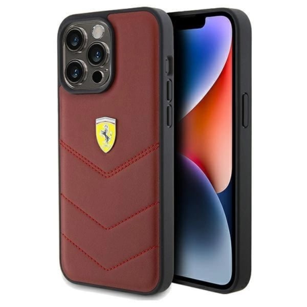 Ferrari iPhone 15 Pro Max matkapuhelimen suojakuori, nahkainen ommeltu linja