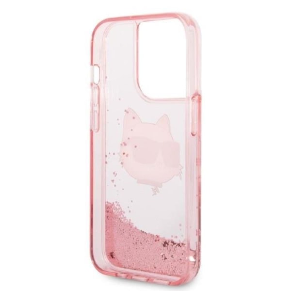 Karl Lagerfeld iPhone 14 Pro Max Skal Glitter Choupette Head - Rosa