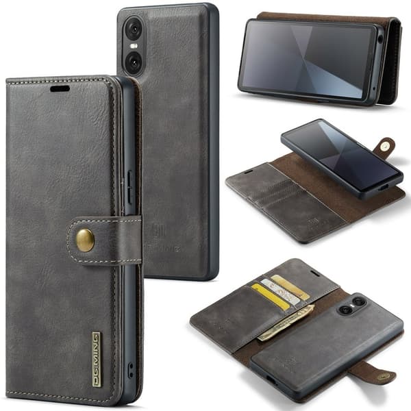 DG.MING Sony Xperia 10 VI Plånboksfodral 2 i 1 Removable Äkta läder - Grå