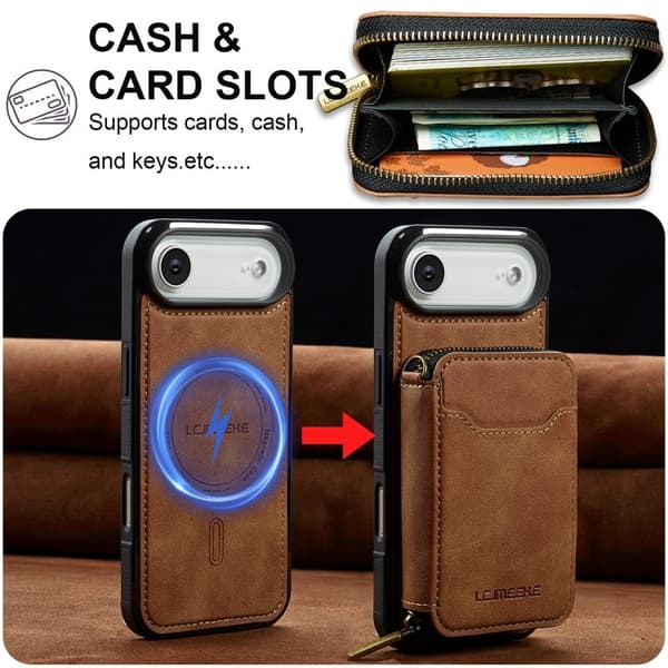 LC.IMEEKE L6 iPhone Air Plånboksfodral Konstläder - Brun