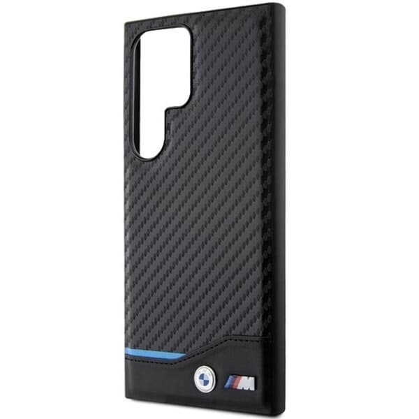 BMW Galaxy S24 Ultra Mobilskal Læder Carbon - Sort Black