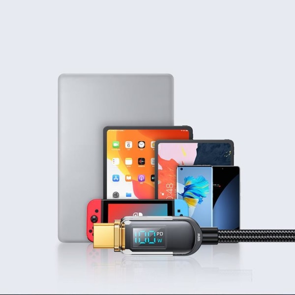 Joyroom kiinteä USB-C-USB-C 100 W kaapeli 1,2 m - musta