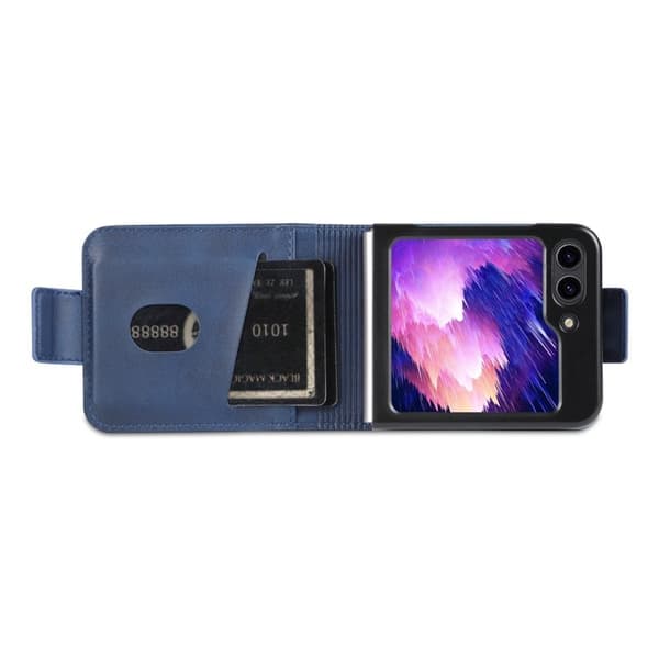 AZNS Samsung Galaxy Z Flip5 Plånboksfodral Konstläder - Blå