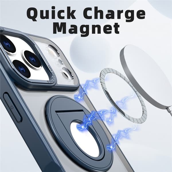 Mobilskal till iPhone 17 Pro MagSafe Rotating Kickstand Clear - Blå Blå