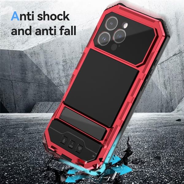 R-JUST Mobilskal till iPhone 16 Pro Max med Härdat Glas - Röd Röd