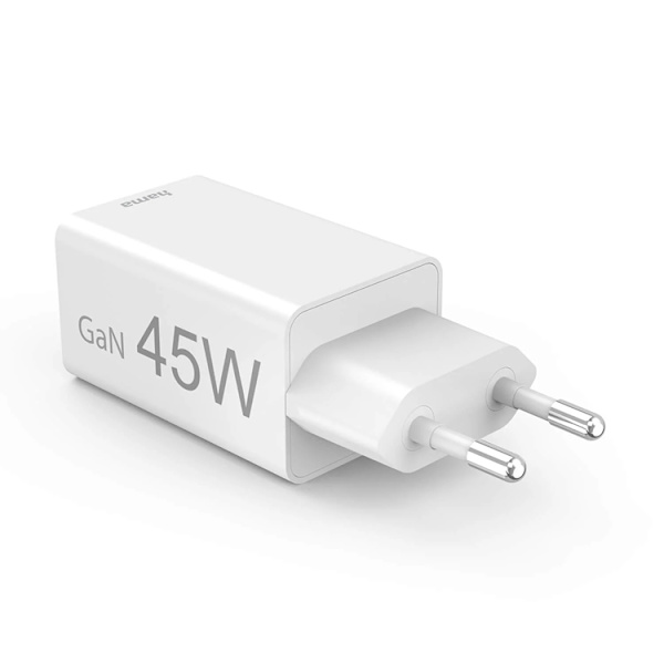 Hama Hurtigoplader 45W 1xUSB-C 1xUSB-A GaN - Hvid Vit