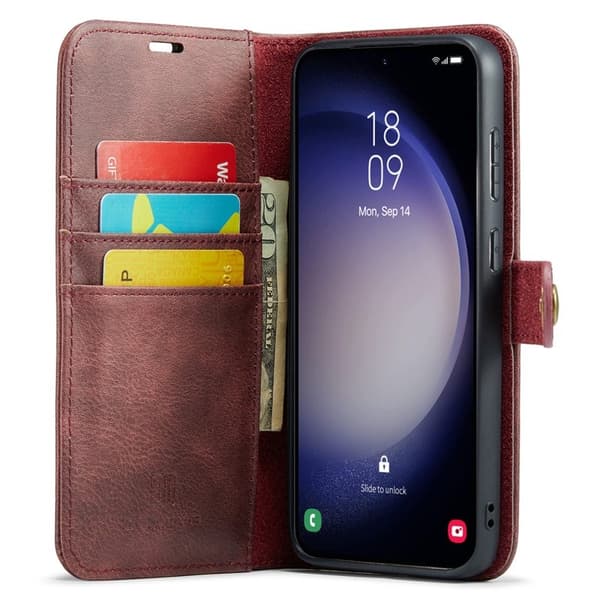 DG.MING Samsung Galaxy A35 5G Plånboksfodral Röd Äkta läder