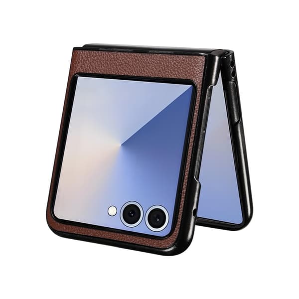 Mobilskal till Galaxy Z Flip7 Litchi Texture Läder - Brun Brun