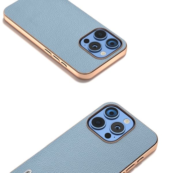 ABEEL Mobilskal till iPhone 16 Pro Max Äkta Läder + PC + TPU - Blå