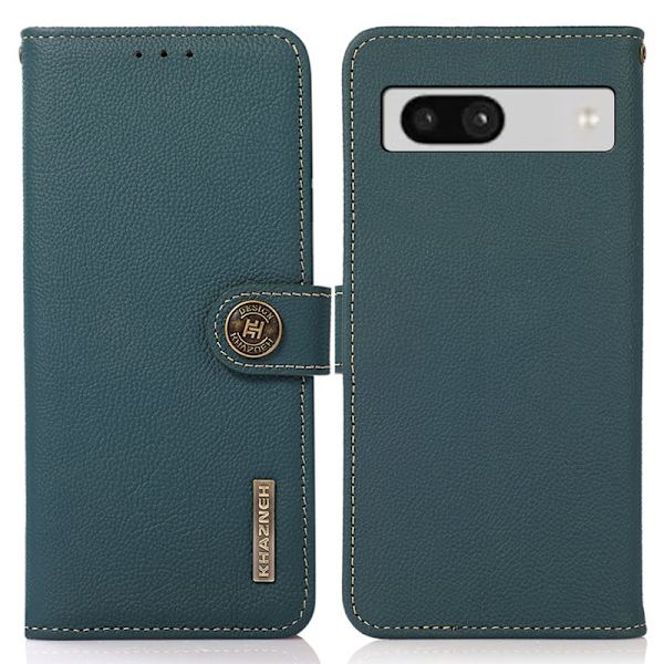KHAZNEH Google Pixel 7a Plånboksfodral Äkta Läder - Grön
