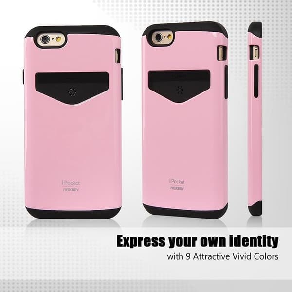 Mercury iPocket skal med kortplats till Apple iPhone 6(S) Plus -  Rosa Pink