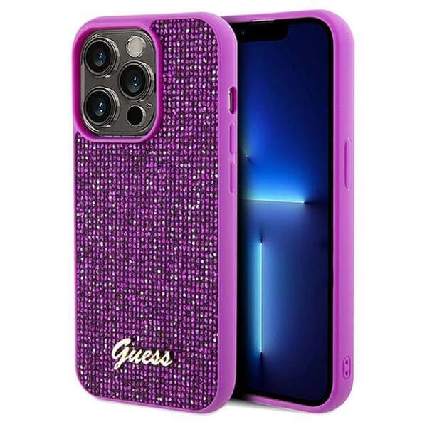 Guess Mobilskal till iPhone 14 Pro Max Disco Script Metal - Lila Lila