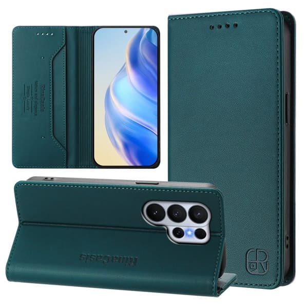RINACASIS Samsung Galaxy S26 Ultra Plånboksfodral Konstläder RFID Skydd - Grön