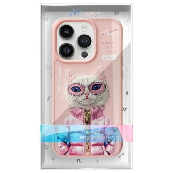 Nimmy Mobilskal till iPhone 15 Pro Max Cool & Cute 2.0 Cat - Rosa Rosa