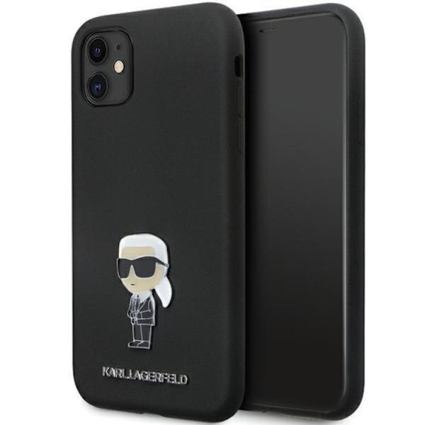 KARL LAGERFELD iPhone 11/XR Mobilskal Silikon Ikonik Metal Pin Svart