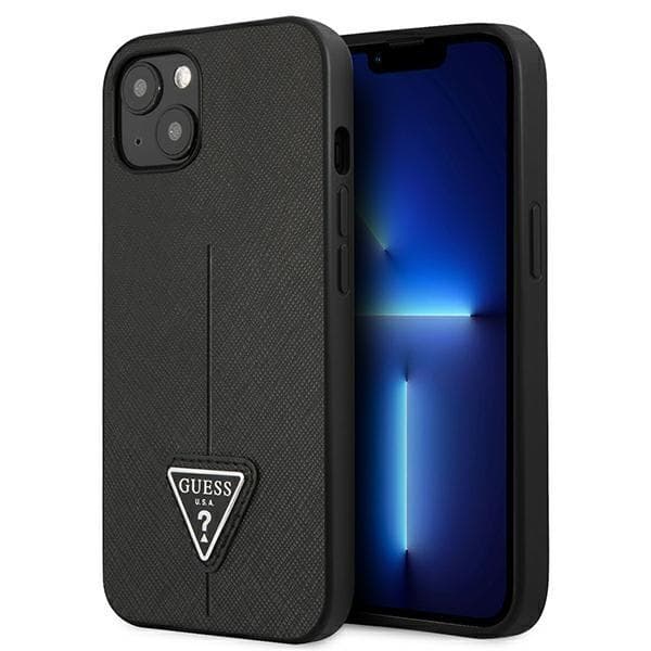 GUESS iPhone 14 Plus Skal Saffiano Triangle Logo - Sort Black