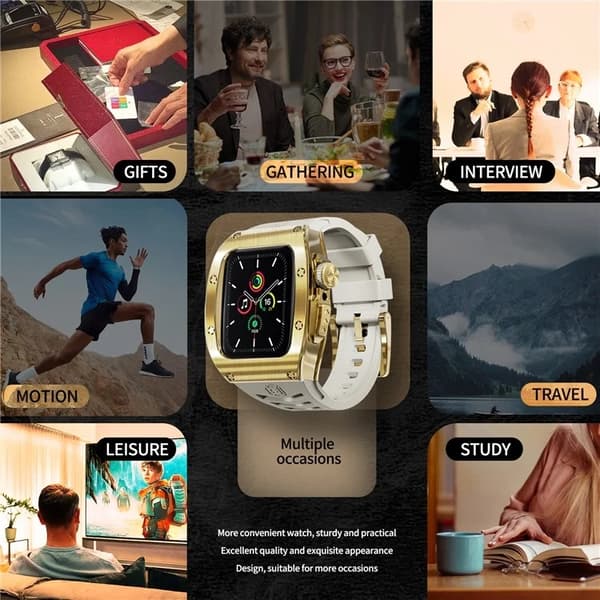 SHELLBOX Apple Watch SE (2023) 44mm Armband Silikon Metal - Vit Vit